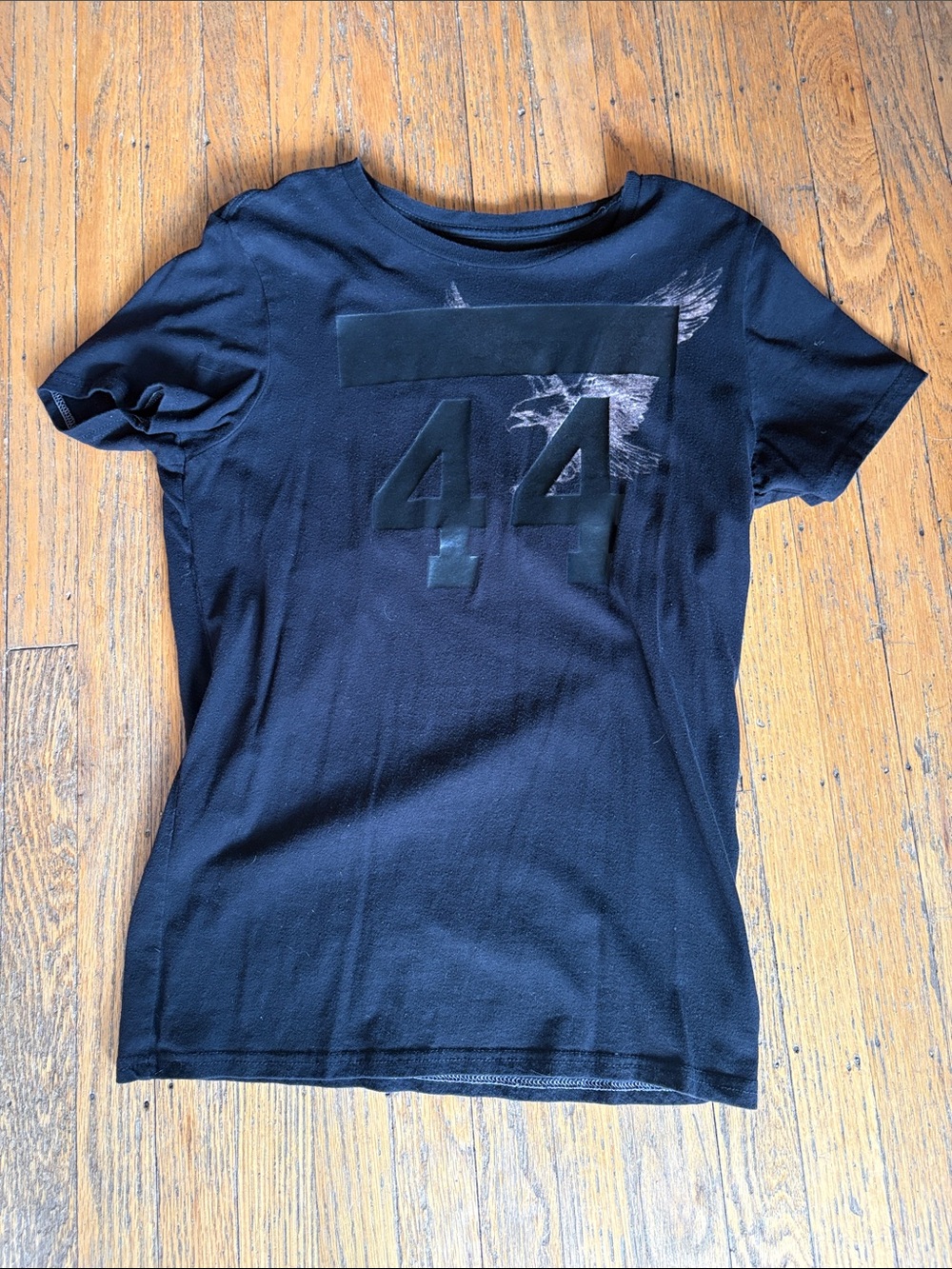 American Eagle Outfitters Black Short Sleeve Graphic Tee with Eagle and "44"